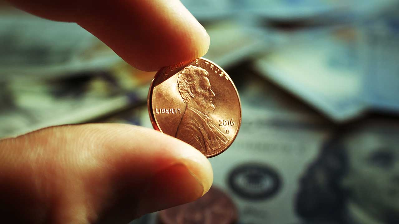 Close up of a penny