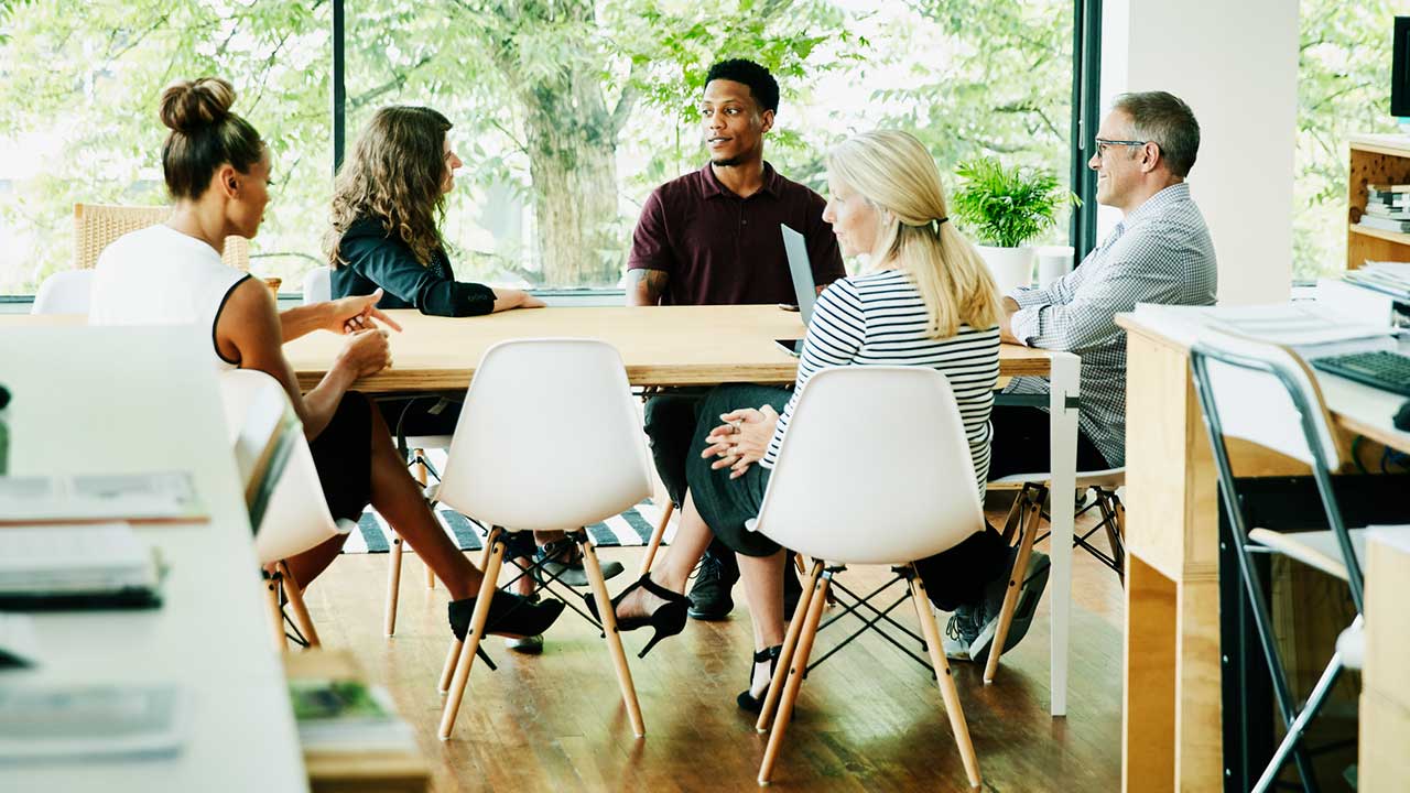 Co-workers in planning meeting