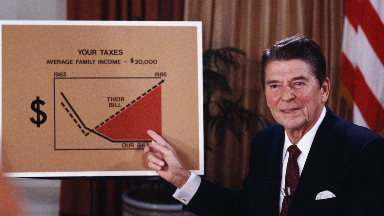 President Reagan demonstrating tax rate