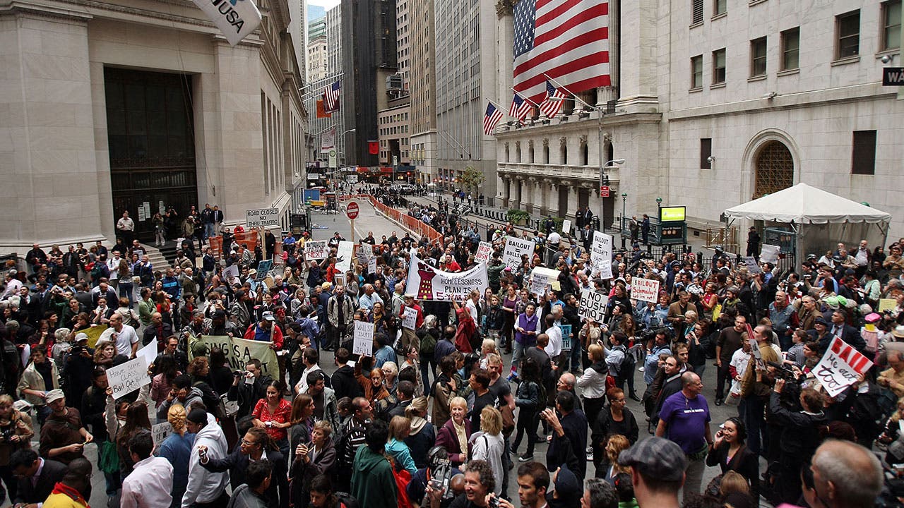 Protestors in 2008 during the economic crash