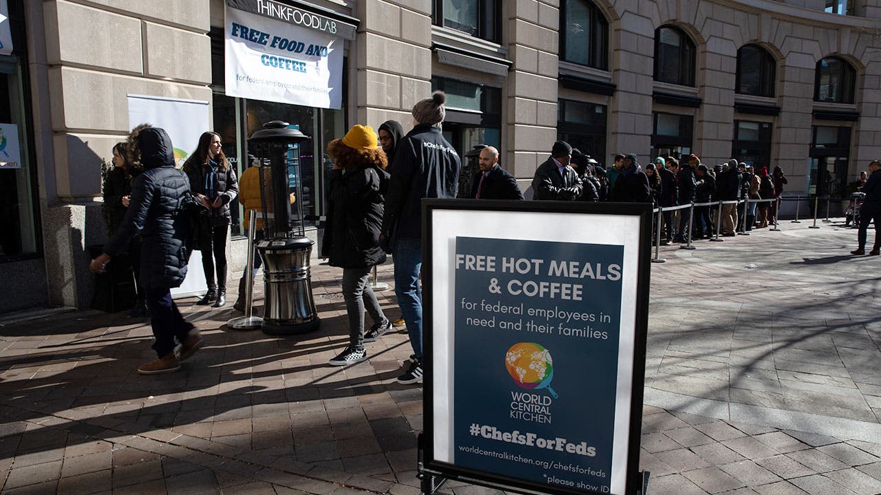 Federal Employees in line for free food