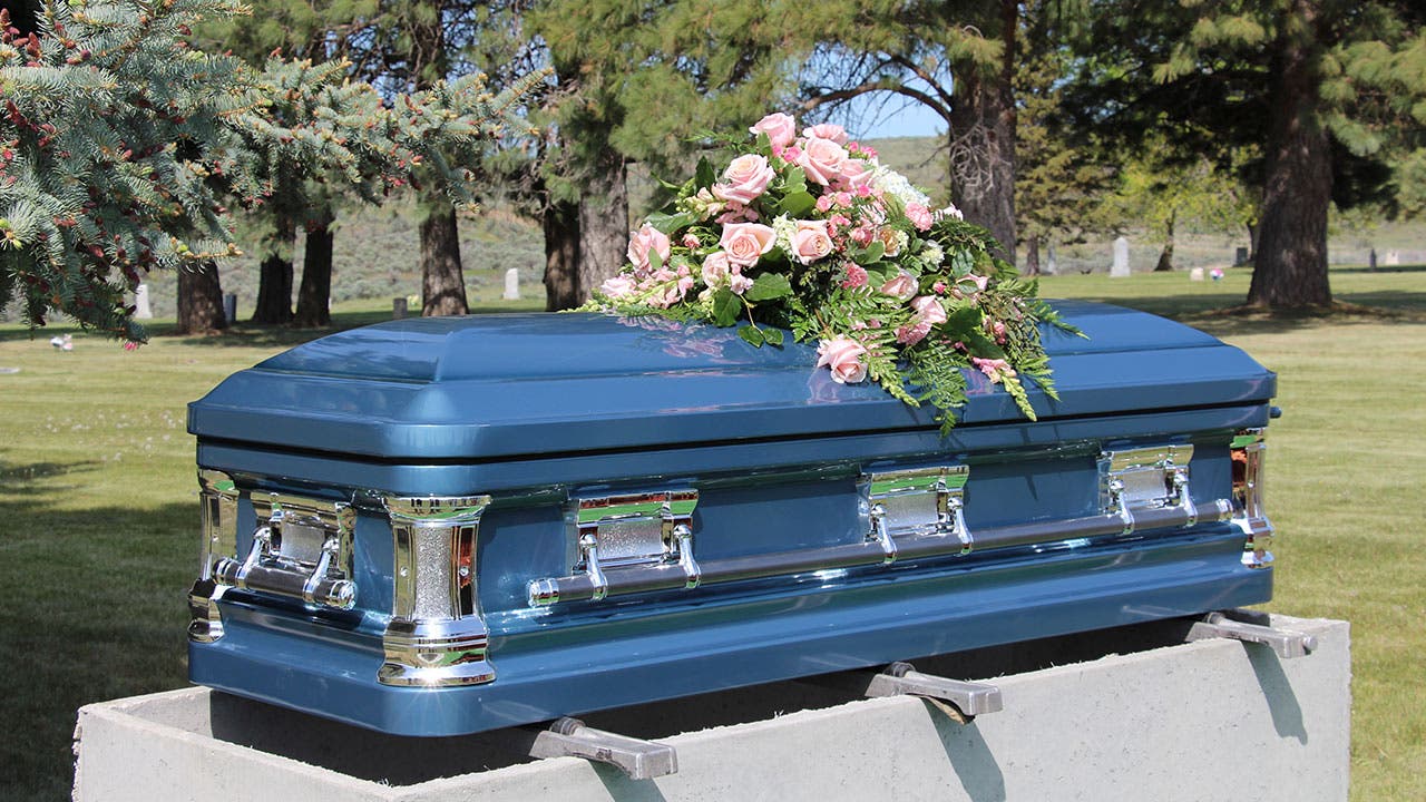 Blue casket
