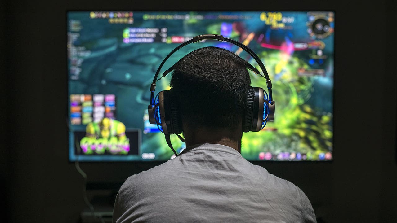 Man gaming on computer