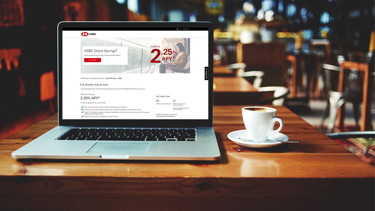 HSBC savings bank on laptop