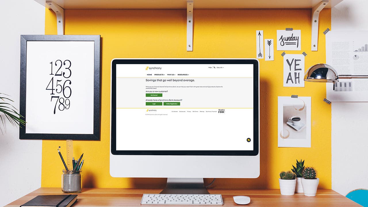 Synchrony Bank website on home office computer