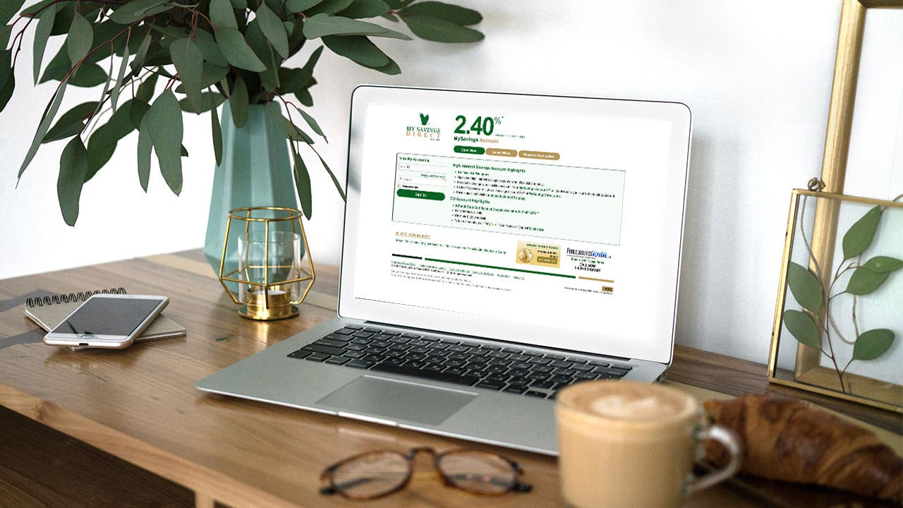 My Direct Savings website on home computer