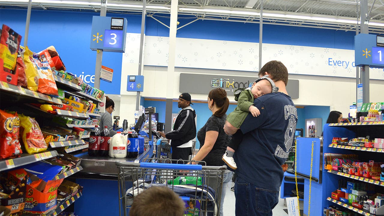 Checking out at Walmart
