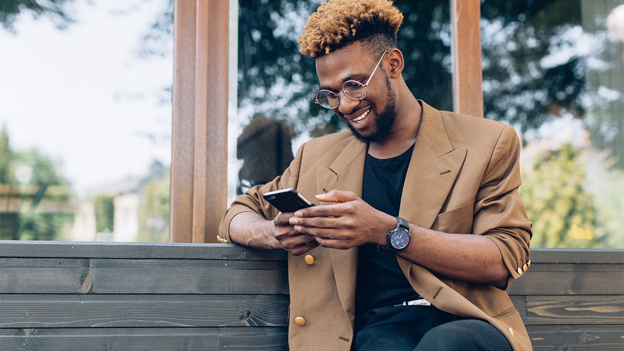 Man using banking app