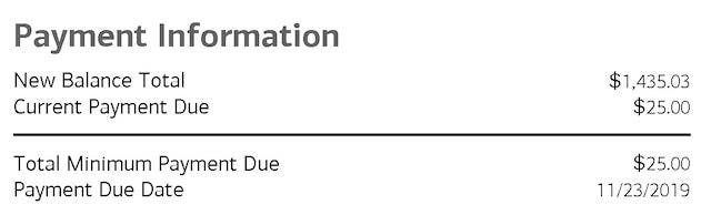 payment information