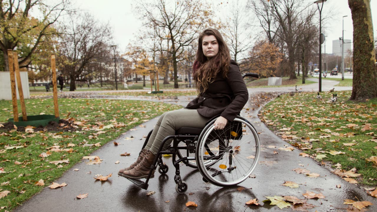 Woman in wheelchair