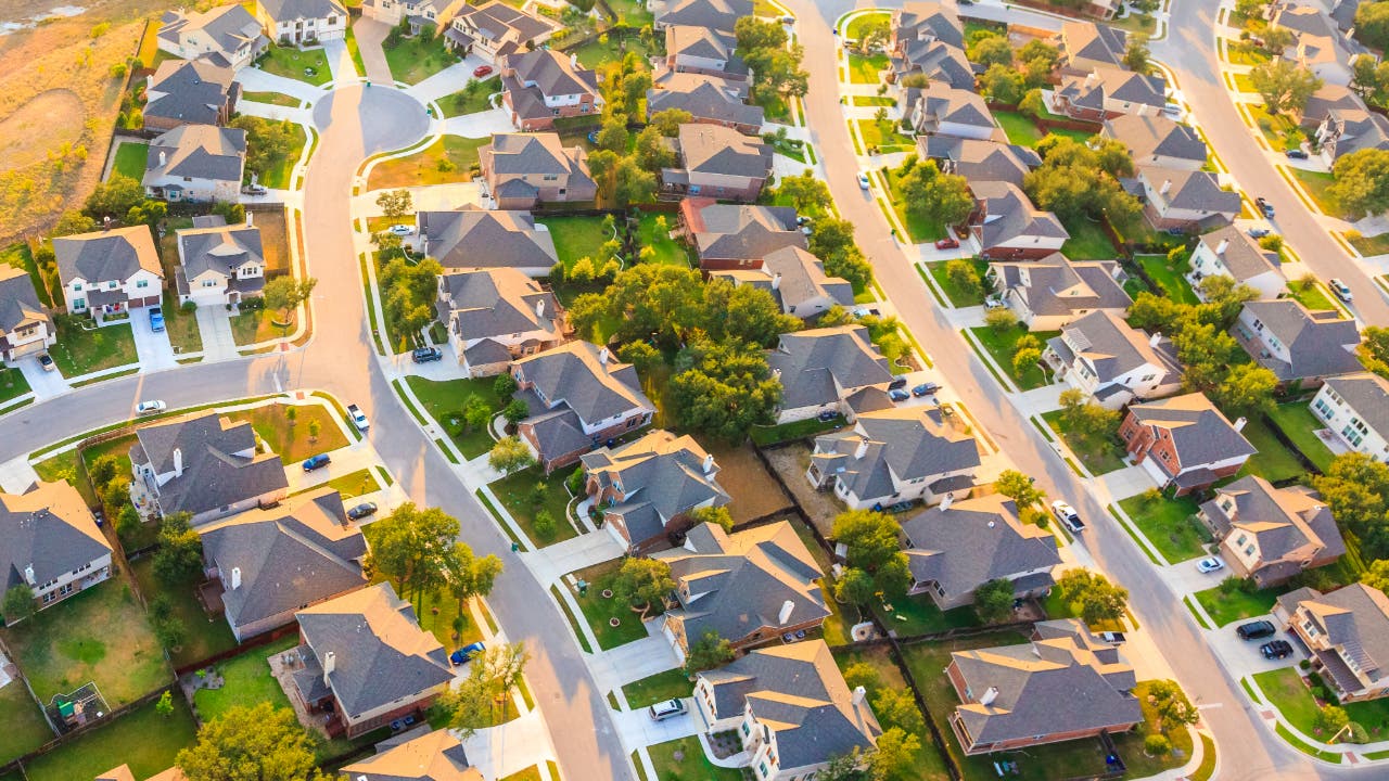 Suburban neighborhood in America