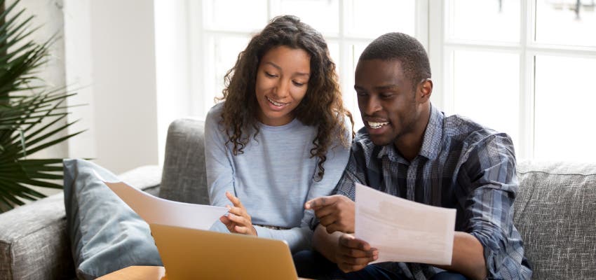 couple looking at finances
