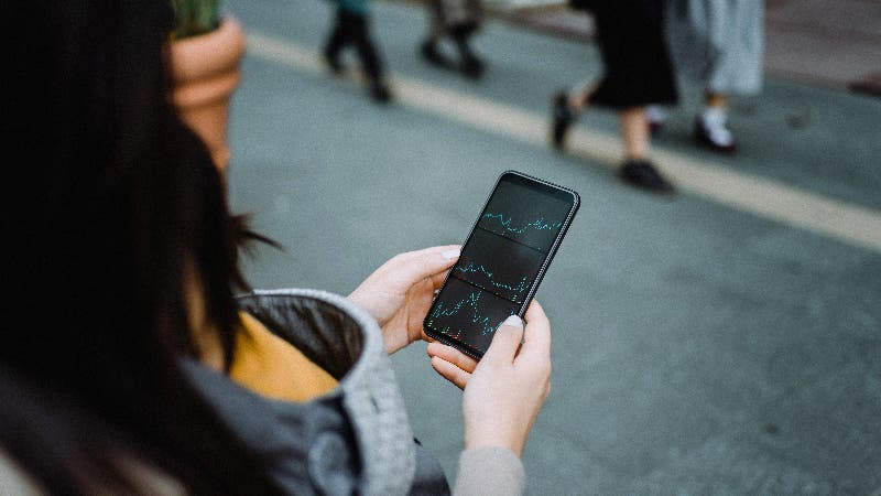 Woman using an investment app